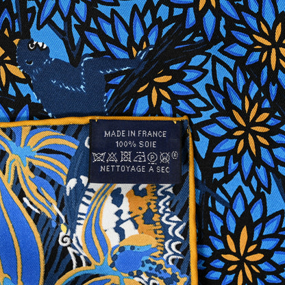 Hermes Silk Wild Singapore Scarf 90 Bleu Roy Gold Marine 4 of 5