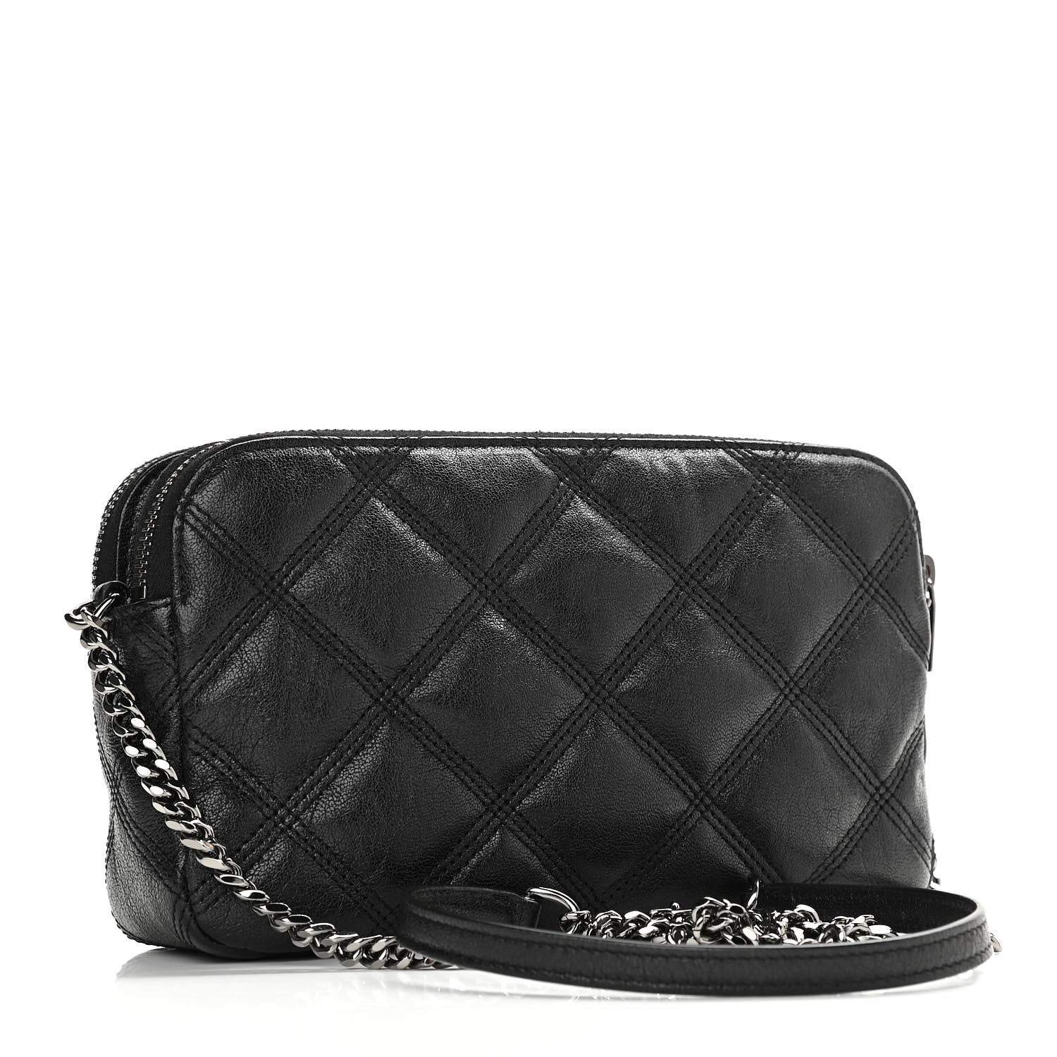Saint Laurent Grained Lambskin Quilted Mini Becky Double Zip Bag Black 3 of 12