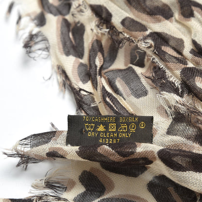Louis Vuitton Cashmere Silk Leopard Stole Beige 9 of 9
