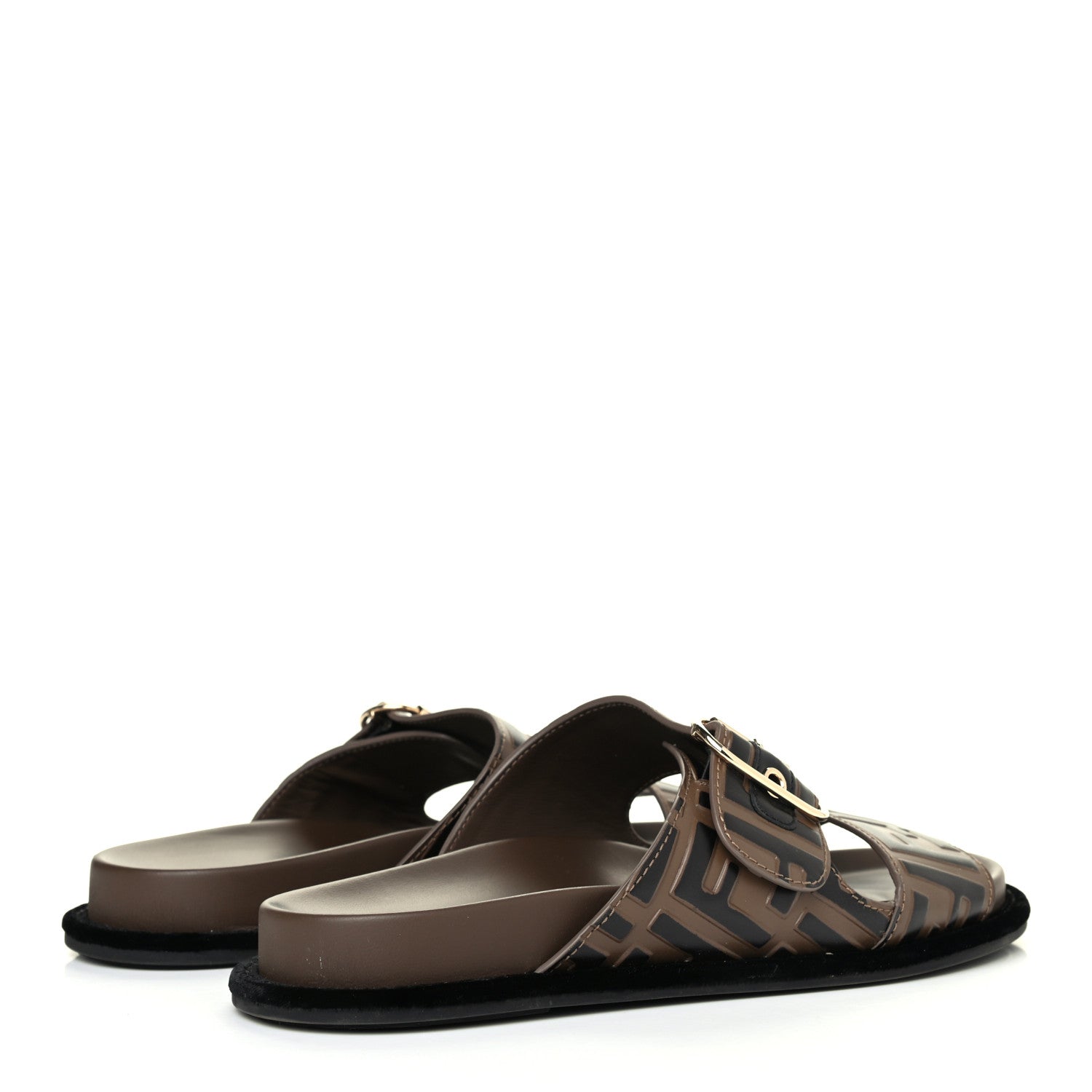 Fendi Calfskin FF Embossed Slide Sandals 39.5 Maya Black 3 of 4