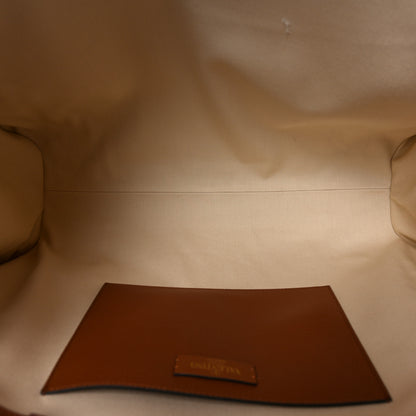Valentino Garavani Raffia Calfskin Vlogo Tote Naturale Saddle Brown 5 of 9