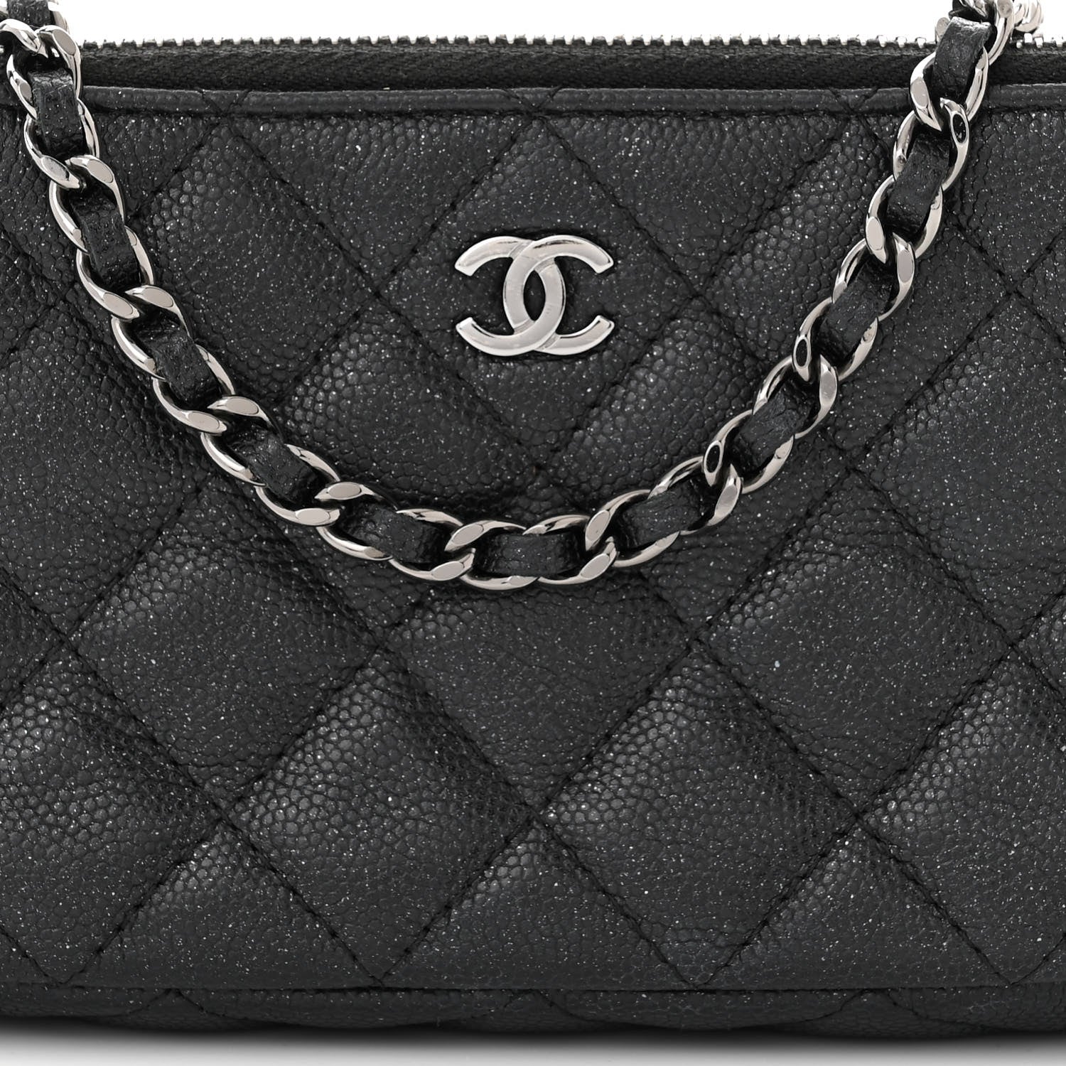 Chanel Iridescent Caviar Quilted Small Clutch With Chain Black 11 of 15