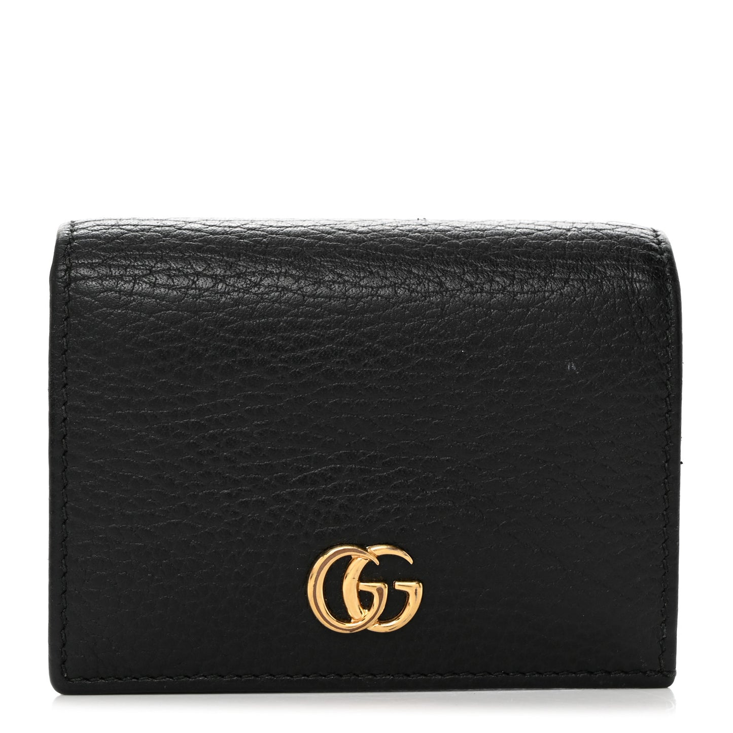 Pebbled Calfskin GG Marmont Card Case Black