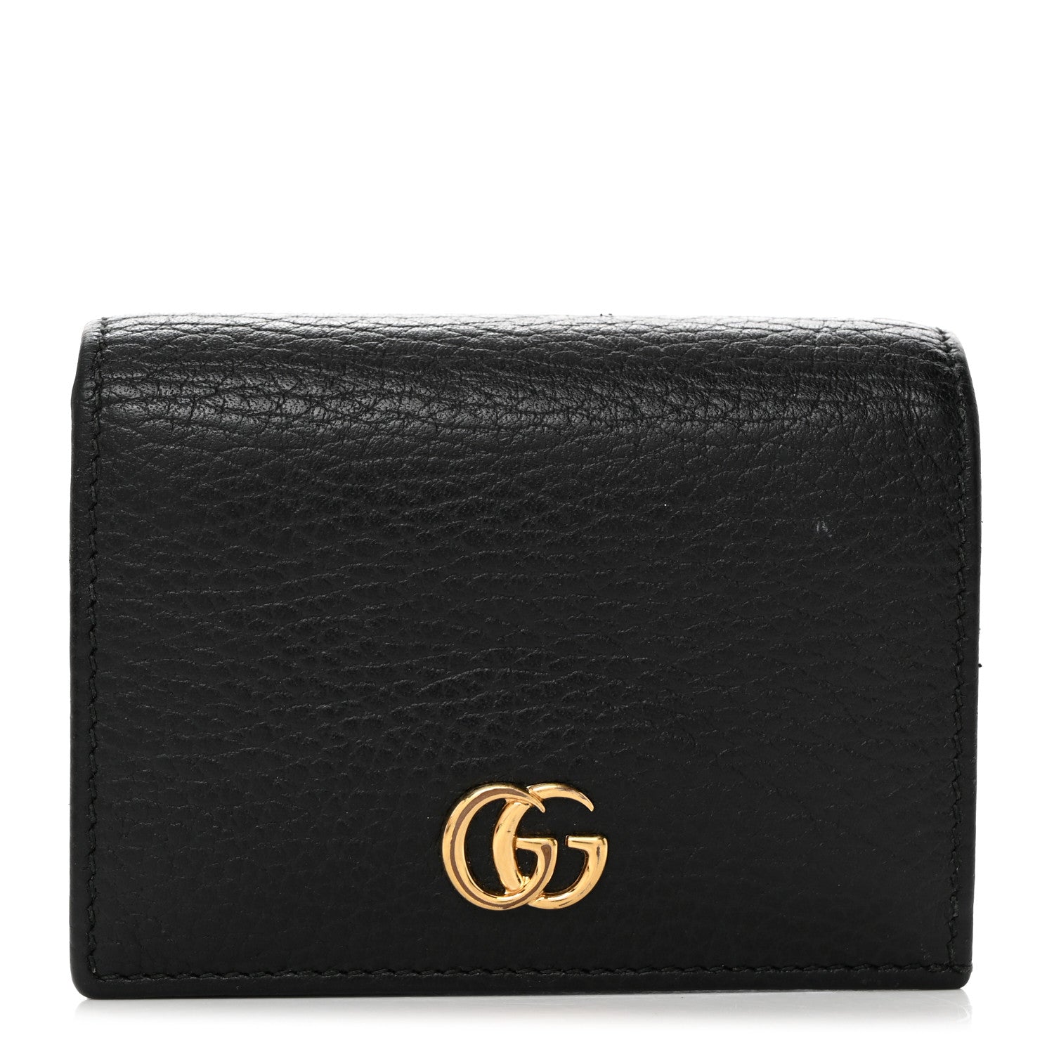 Gucci Pebbled Calfskin GG Marmont Card Case Black 1 of 9