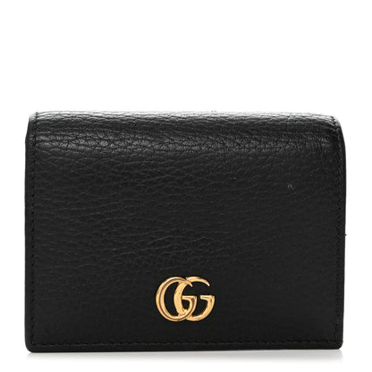 Gucci Pebbled Calfskin GG Marmont Card Case Black 1 of 9