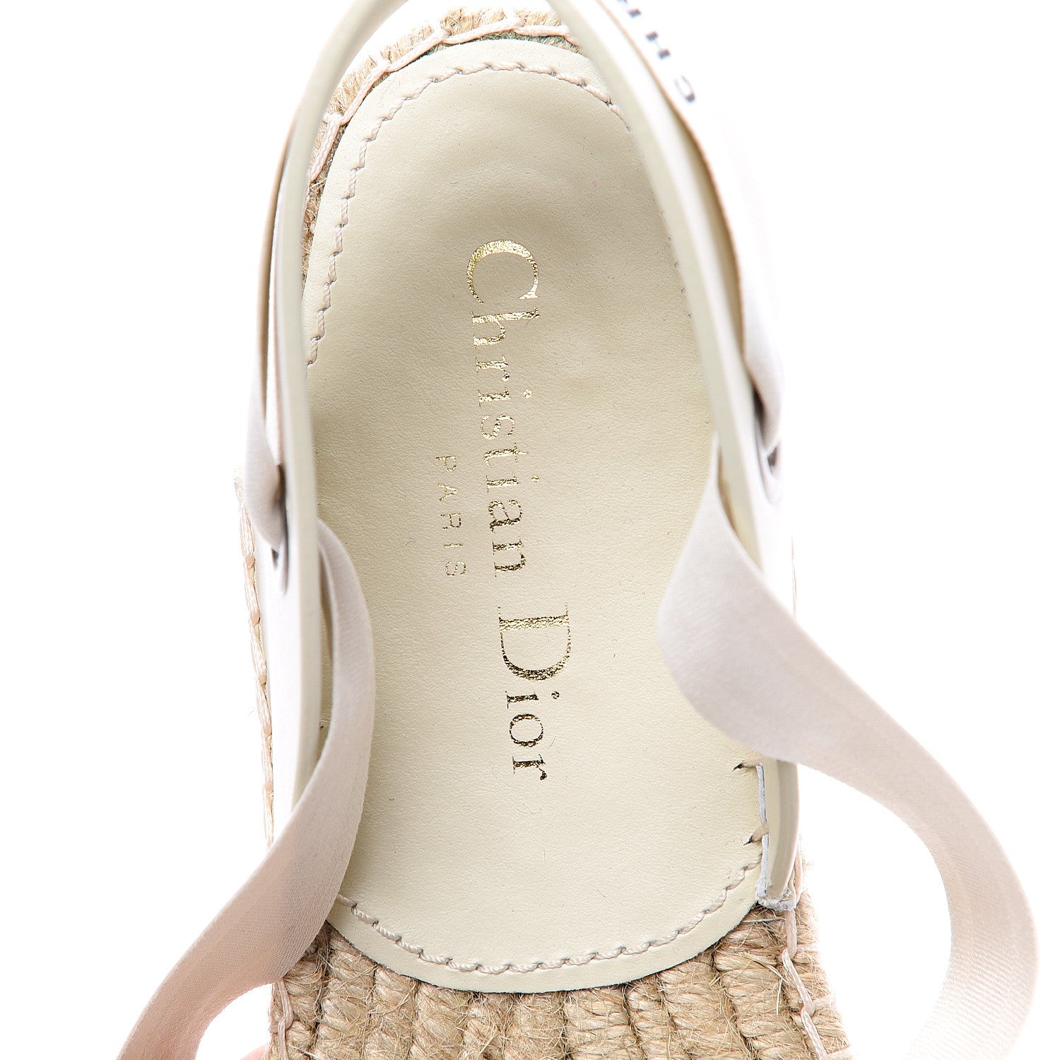 Christian Dior Calfskin Nicely-D Ankle Tie Espadrilles Flats 38 Off White 8 of 10