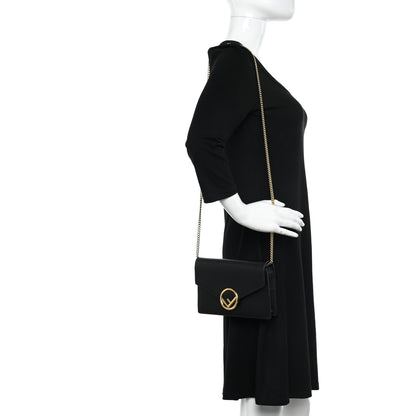 Fendi Vitello Cruise F is Fendi Medium Envelope Wallet on Chain Black 2 of 11