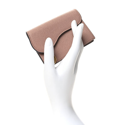 Christian Dior Grained Calfskin Saddle Card Holder Blush 2 of 10