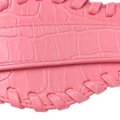 Balenciaga Extra Supple Calfskin Crocodile Embossed Small Le Cagole Shoulder Bag Sweet Pink 14 of 14