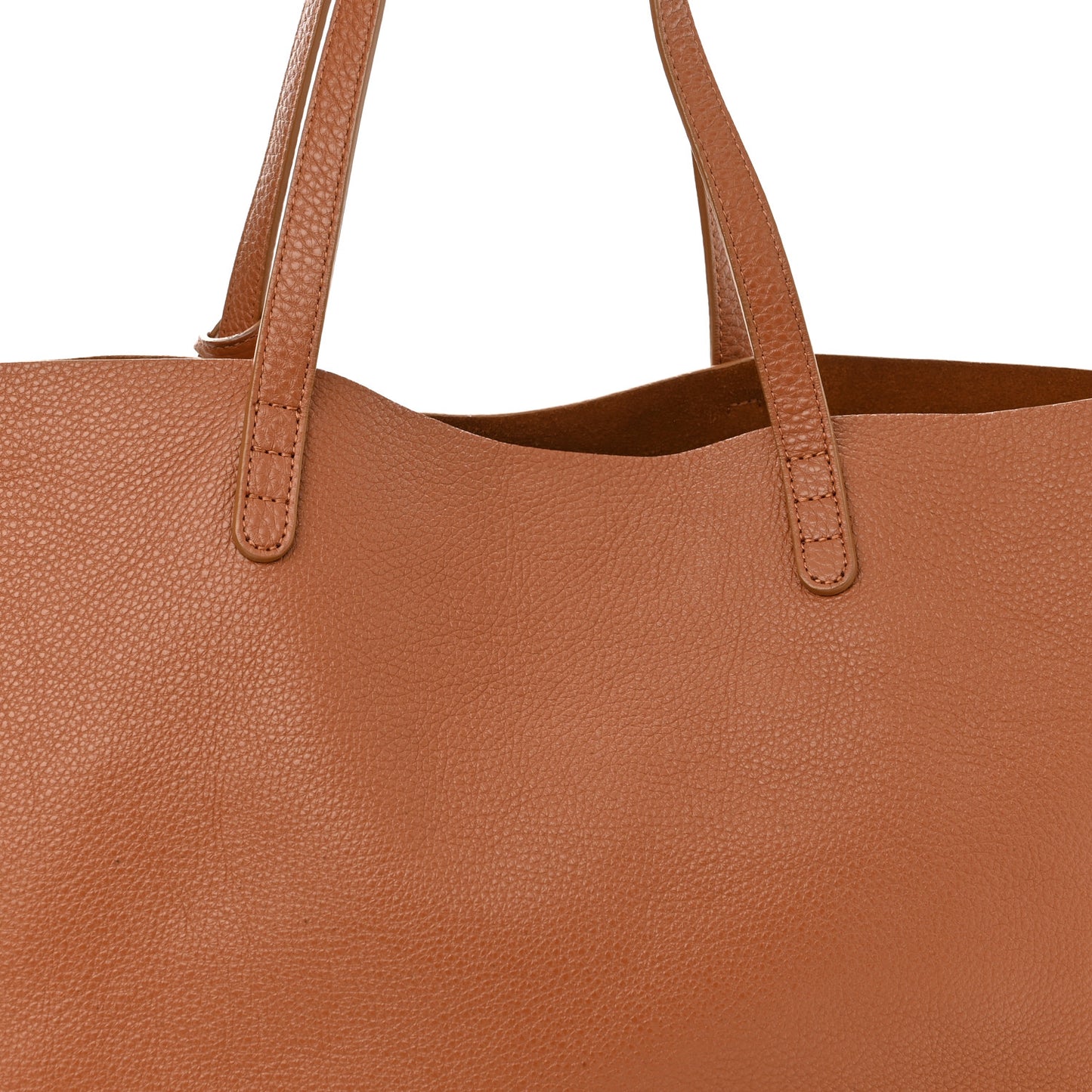 Tumbled Calfskin Large Shopping Tote Caramel