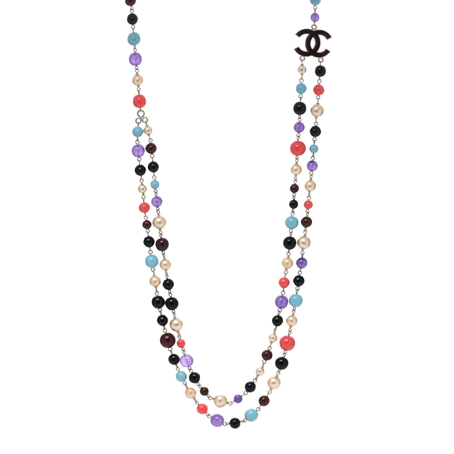 Chanel Beaded Pearl CC Long Strand Necklace Multi 1 of 6