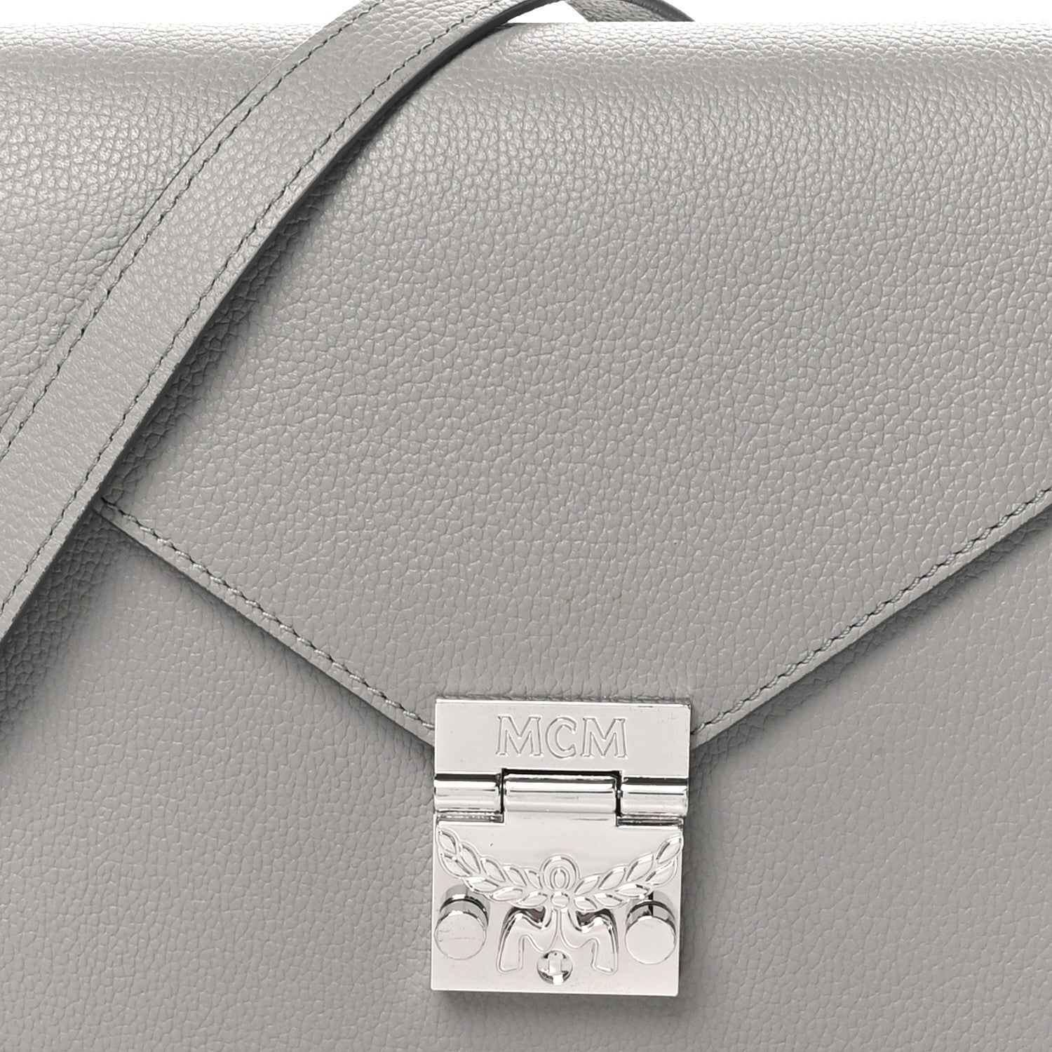 MCM Grained Calfskin Patricia Park Avenue Crossbody Bag Arch Grey 9 of 11