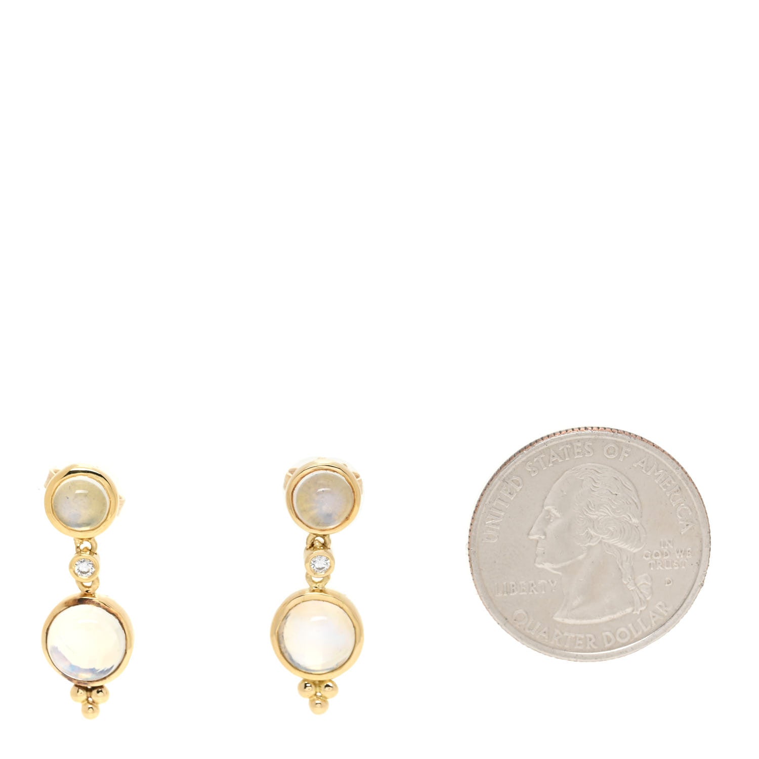Temple St. Clair 18K Yellow Gold Diamond Moonstone Double Drop Earrings 2 of 6