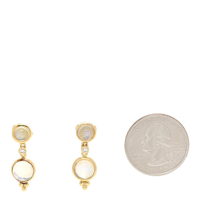 Temple St. Clair 18K Yellow Gold Diamond Moonstone Double Drop Earrings 2 of 6