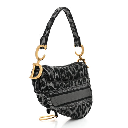 Christian Dior Canvas Mizza Embroidered Saddle Bag Gray 3 of 10