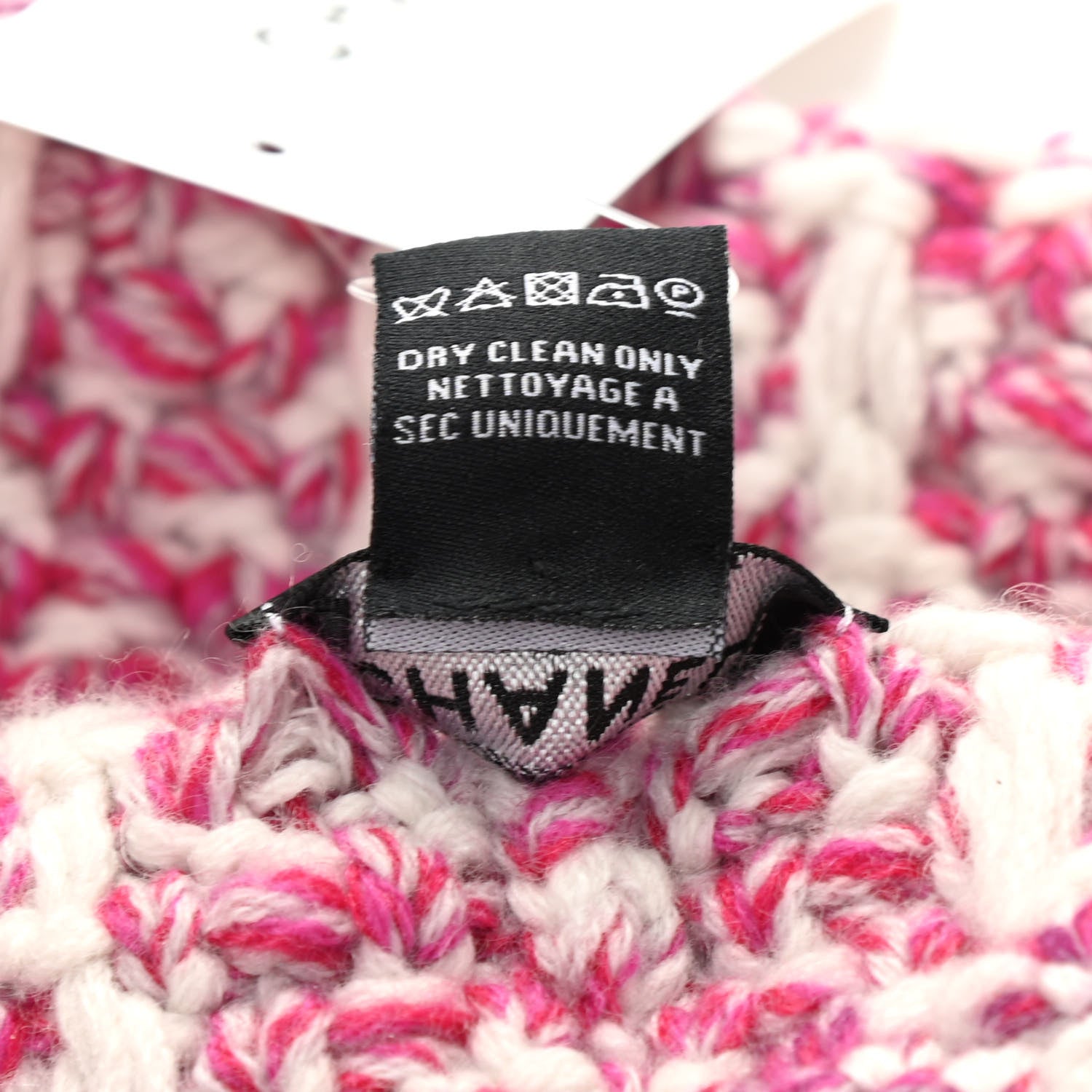 Chanel Cashmere Logo Beanie Hat Light Beige Dark Pink Light Pink 5 of 5