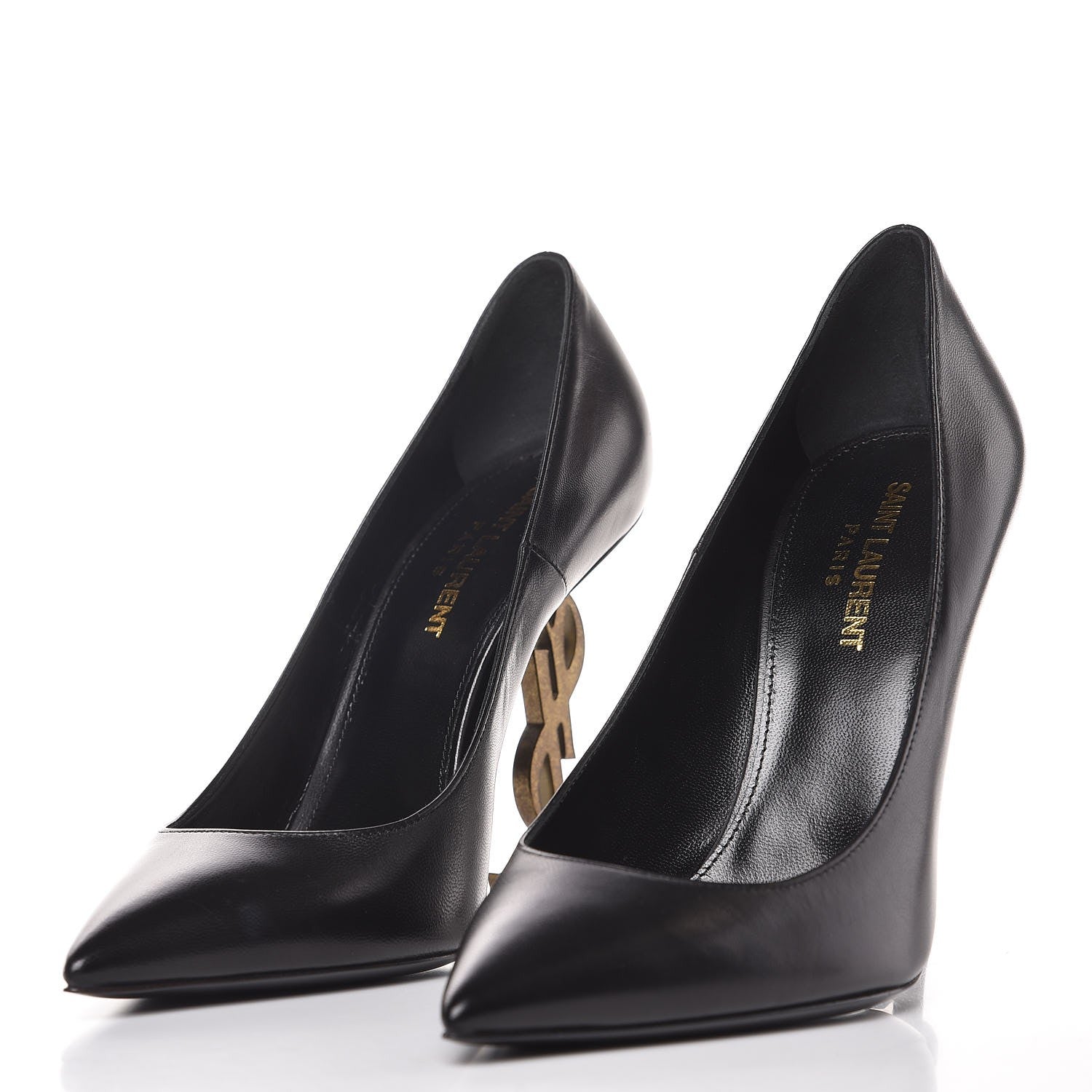 Saint Laurent Calfskin Opyum 100 Pumps 37 Black Gold 3 of 9