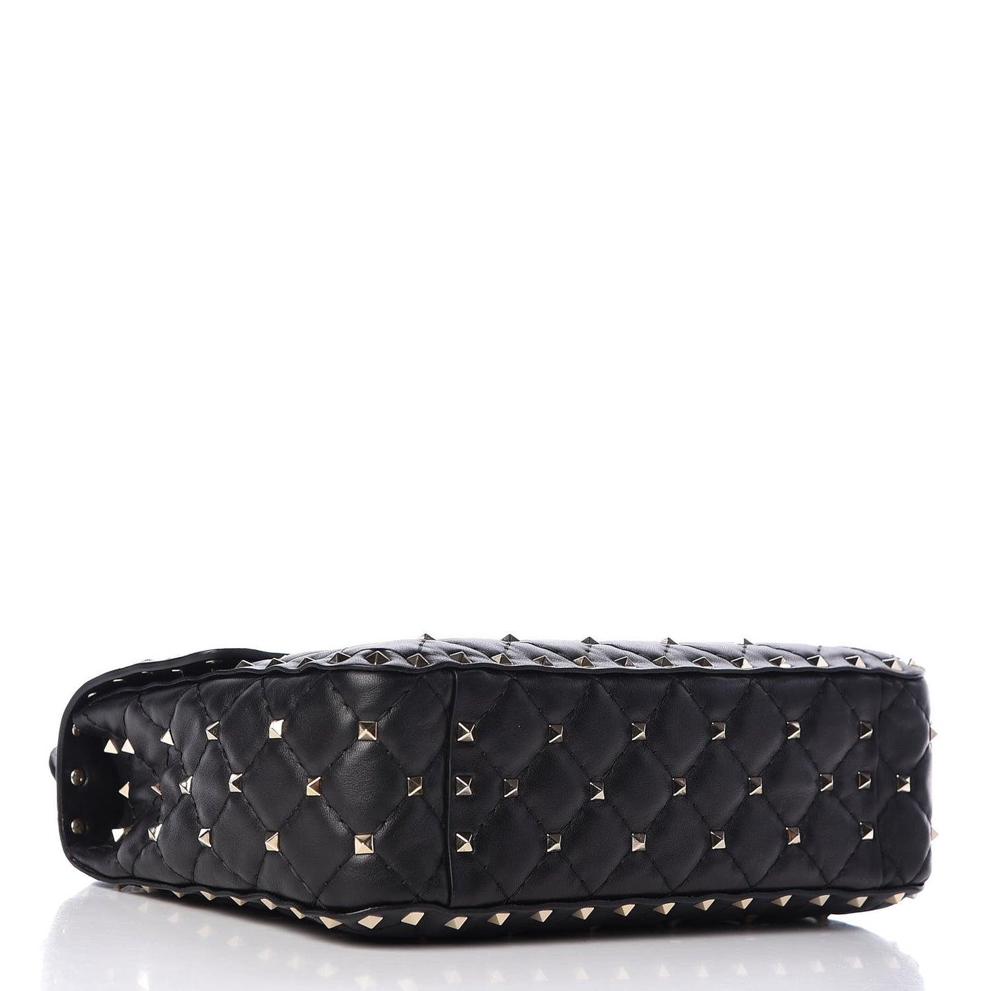 Lambskin Medium Rockstud Spike Shoulder Bag Black