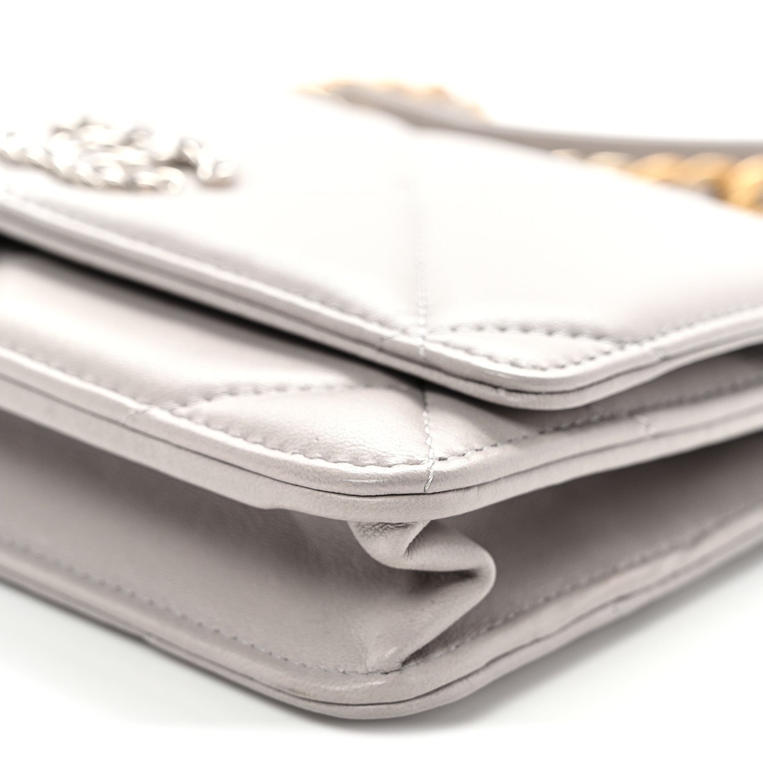 Chanel Lambskin Quilted Chanel 19 Wallet On Chain WOC Grey 11 of 11