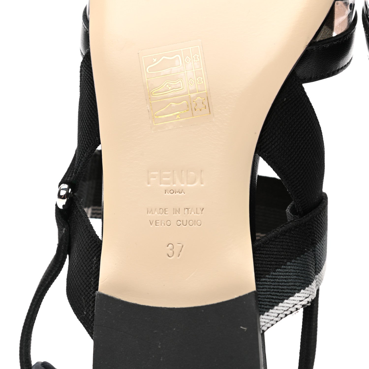 Fendi PVC Calfskin FF Colibri Slingback Ballerina Flats 37 Black 6 of 8