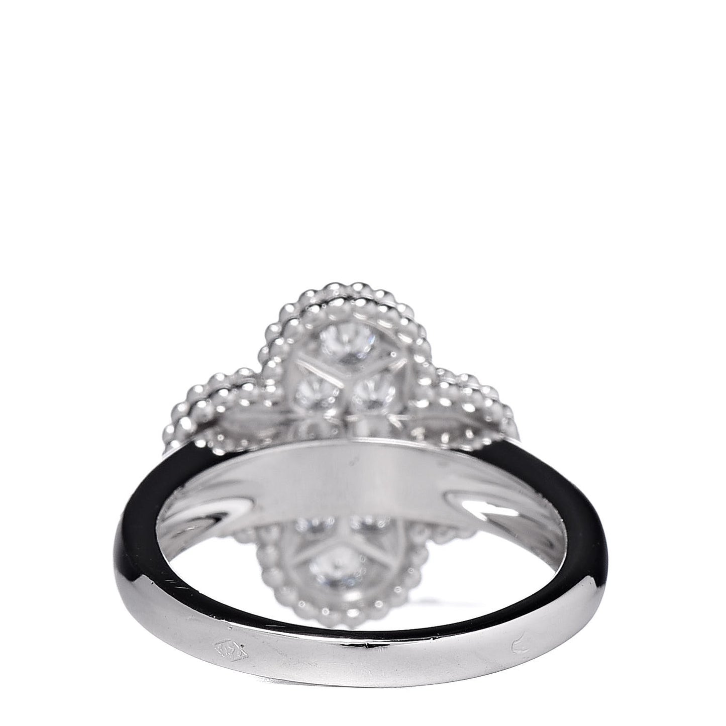 18K White Gold Diamond Vintage Alhambra Ring 49 5