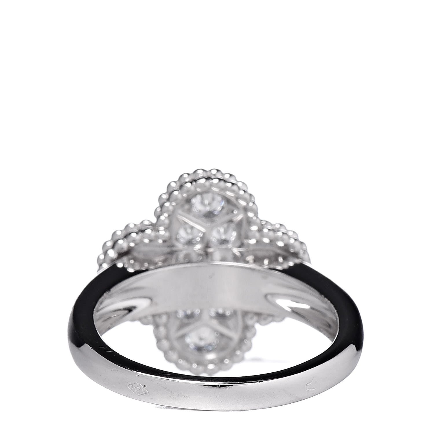 Van Cleef & Arpels 18K White Gold Diamond Vintage Alhambra Ring 49 5 4 of 5