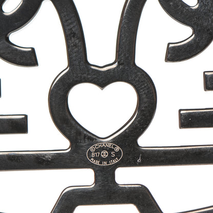 Chanel Strass Crystal Emoji Robot Cat Brooch Black Silver 4 of 4