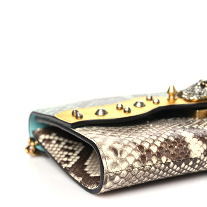 Gucci Snakeskin Animalier Broadway Clutch Blue Beige 9 of 10
