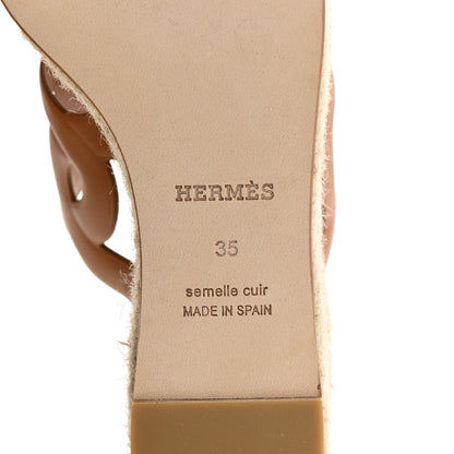 Hermes Nappa Ithea Espadrille Wedge Sandals 35 Naturel 8 of 10