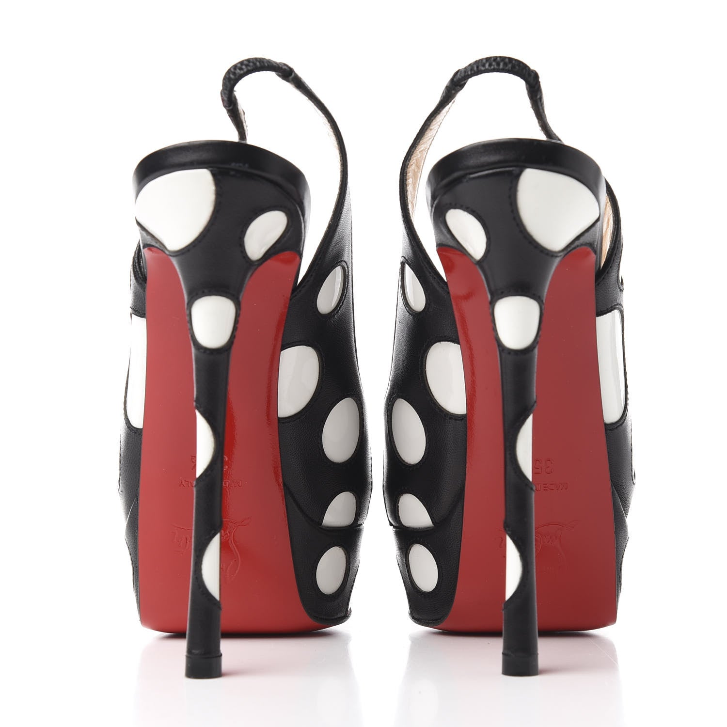Christian Louboutin Shiny Nappa Patent Bubble Up 150 Pumps 35.5 Black White 7 of 9