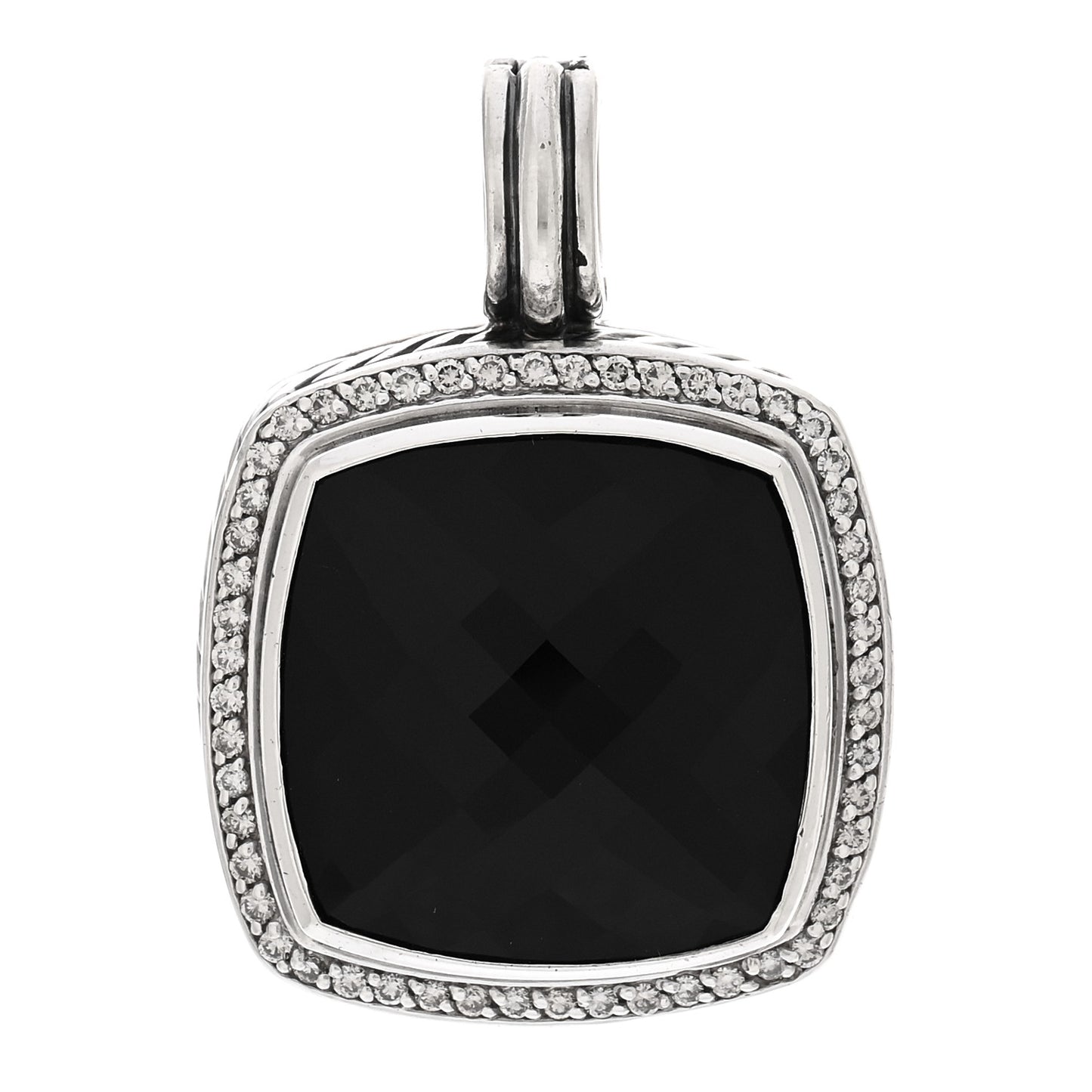 Sterling Silver Diamond Black Onyx 20mm Albion Pendant