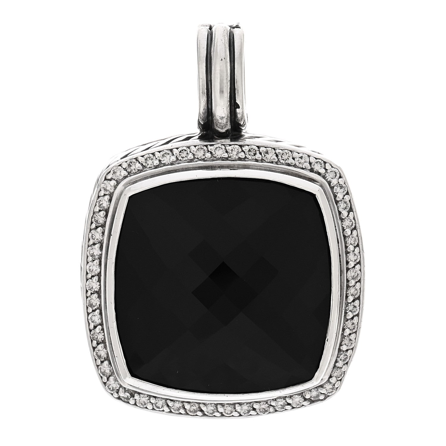 David Yurman Sterling Silver Diamond Black Onyx 20mm Albion Pendant 1 of 4