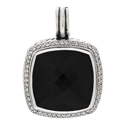 David Yurman Sterling Silver Diamond Black Onyx 20mm Albion Pendant 1 of 4