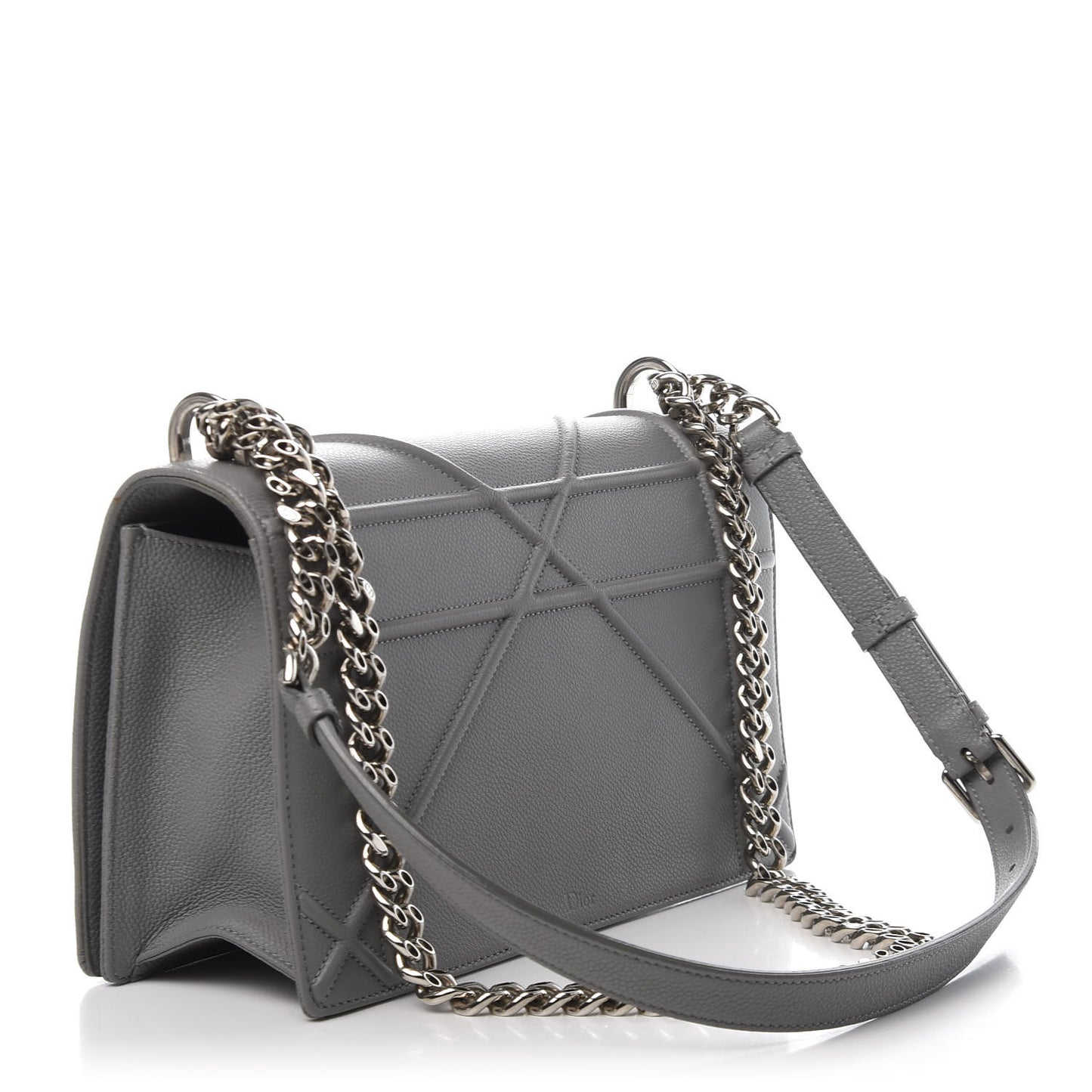 Grained Calfskin Medium Diorama Flap Bag Gris