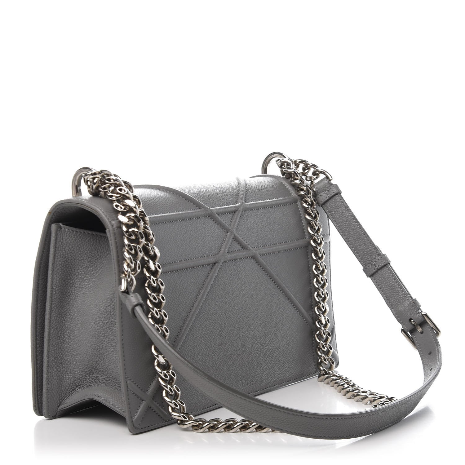 Christian Dior Grained Calfskin Medium Diorama Flap Bag Gris 3 of 10