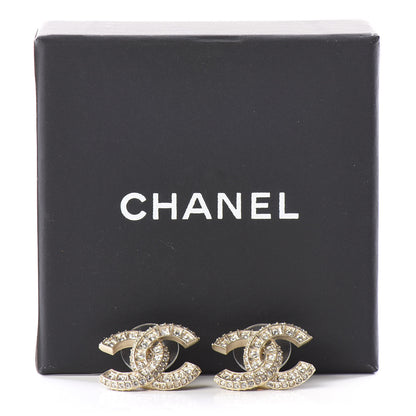 Chanel Crystal Timeless CC Earrings Light Gold 5 of 5
