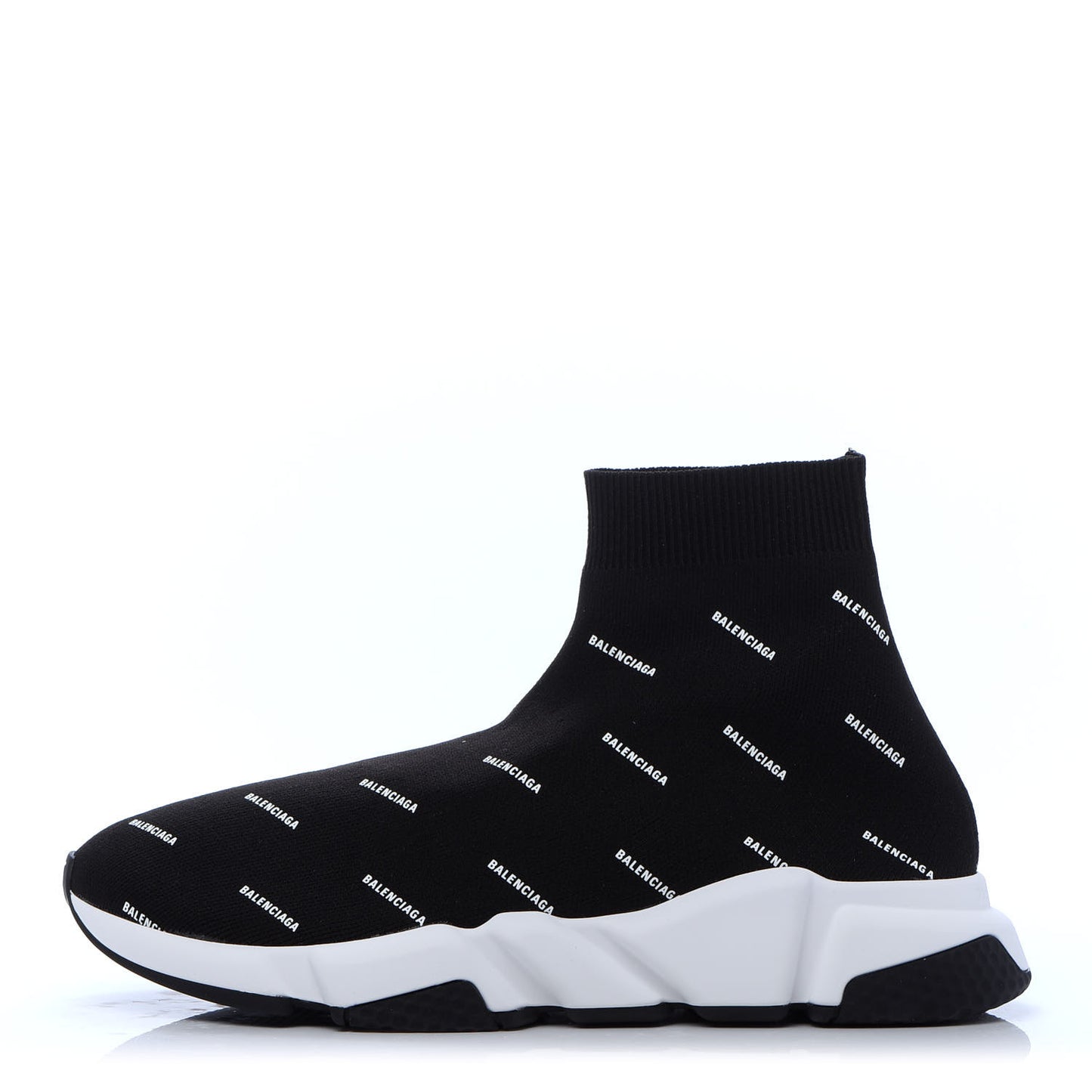 Neoprene Knit Allover Logo Bi-Color Sole Mens Speed Sneakers 42 Black White