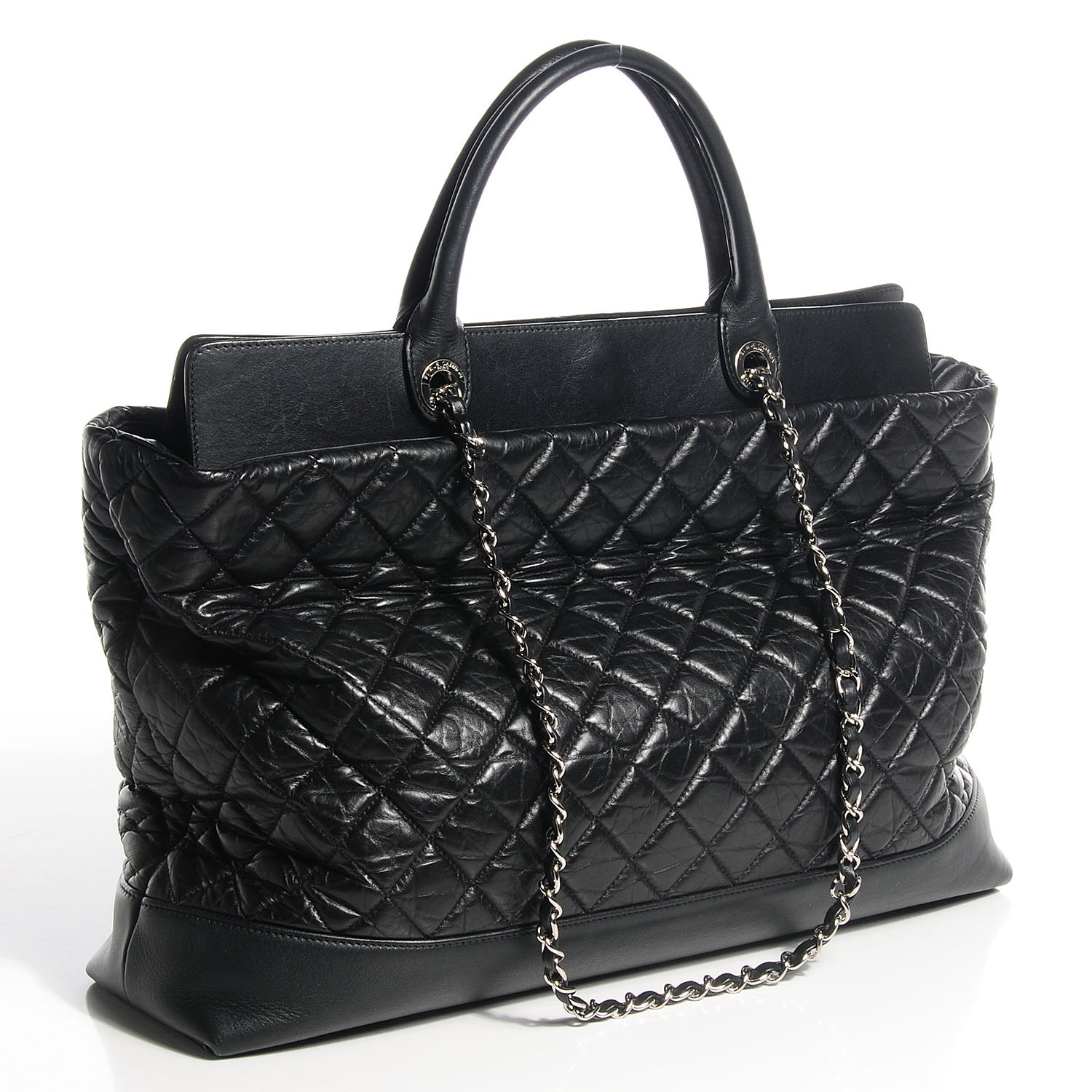 Chanel Aged Calfskin Quilted Be CC Tote Black 3 of 8