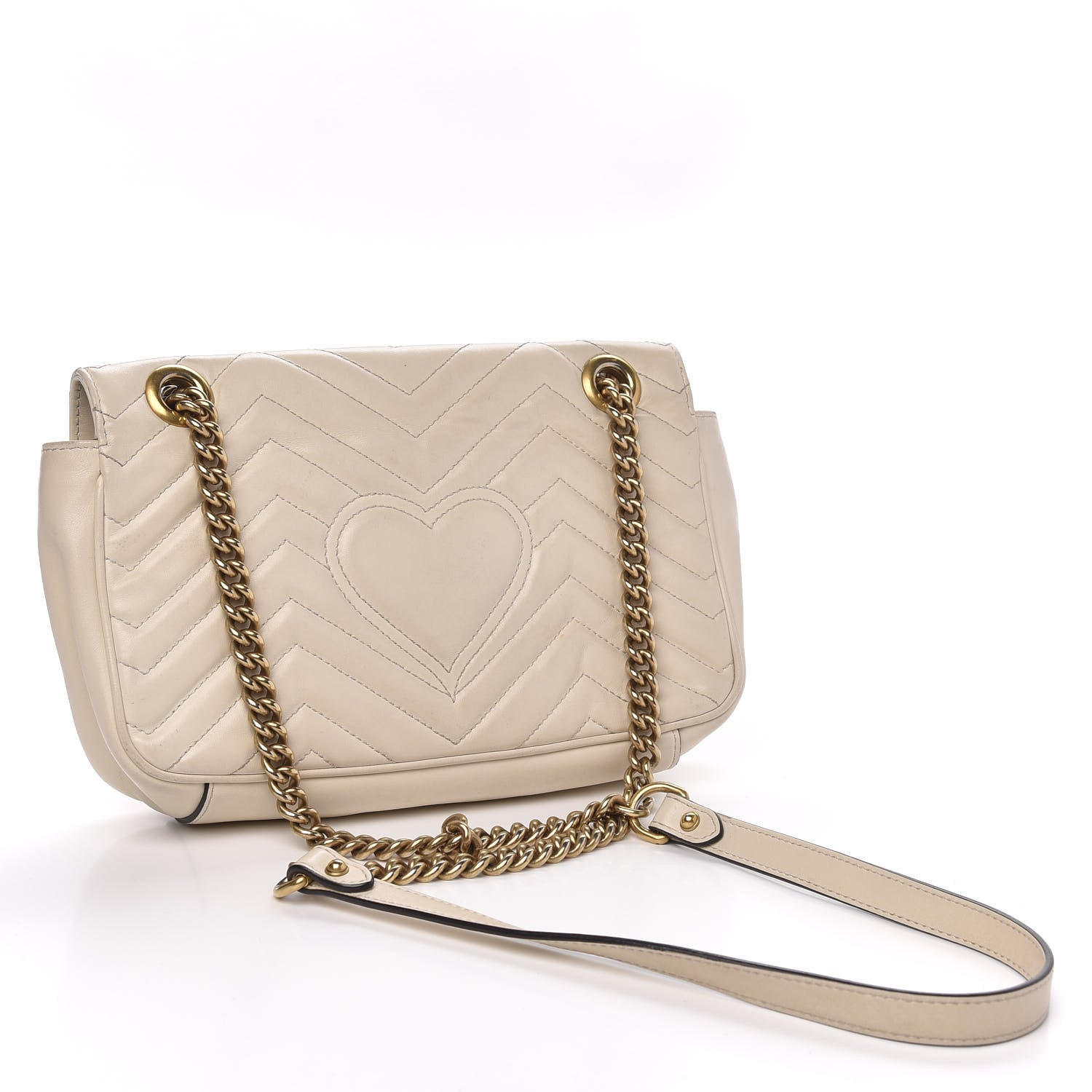 Gucci Calfskin Matelasse Small GG Marmont Shoulder Bag White 2 of 13