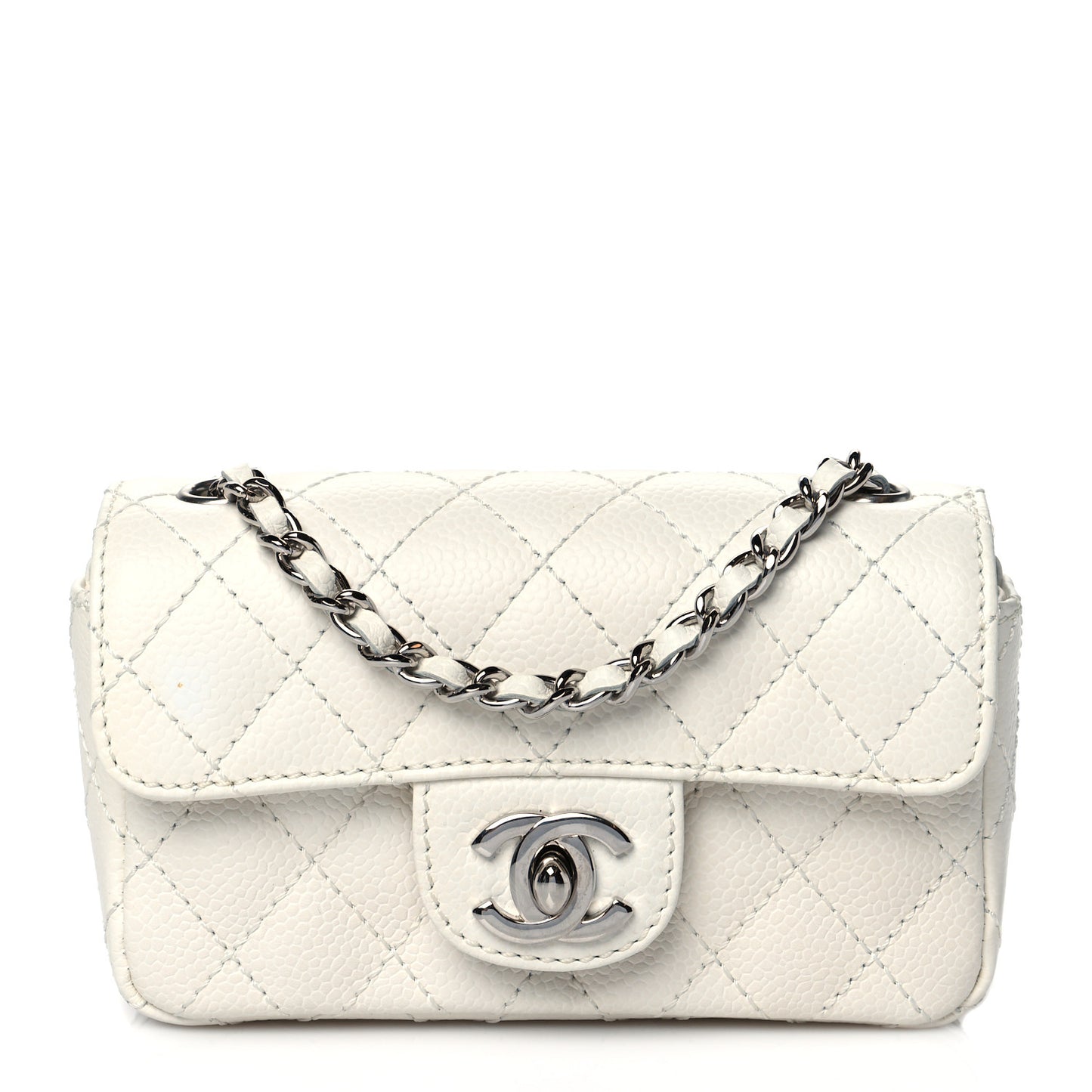 Caviar Quilted Extra Mini Flap White