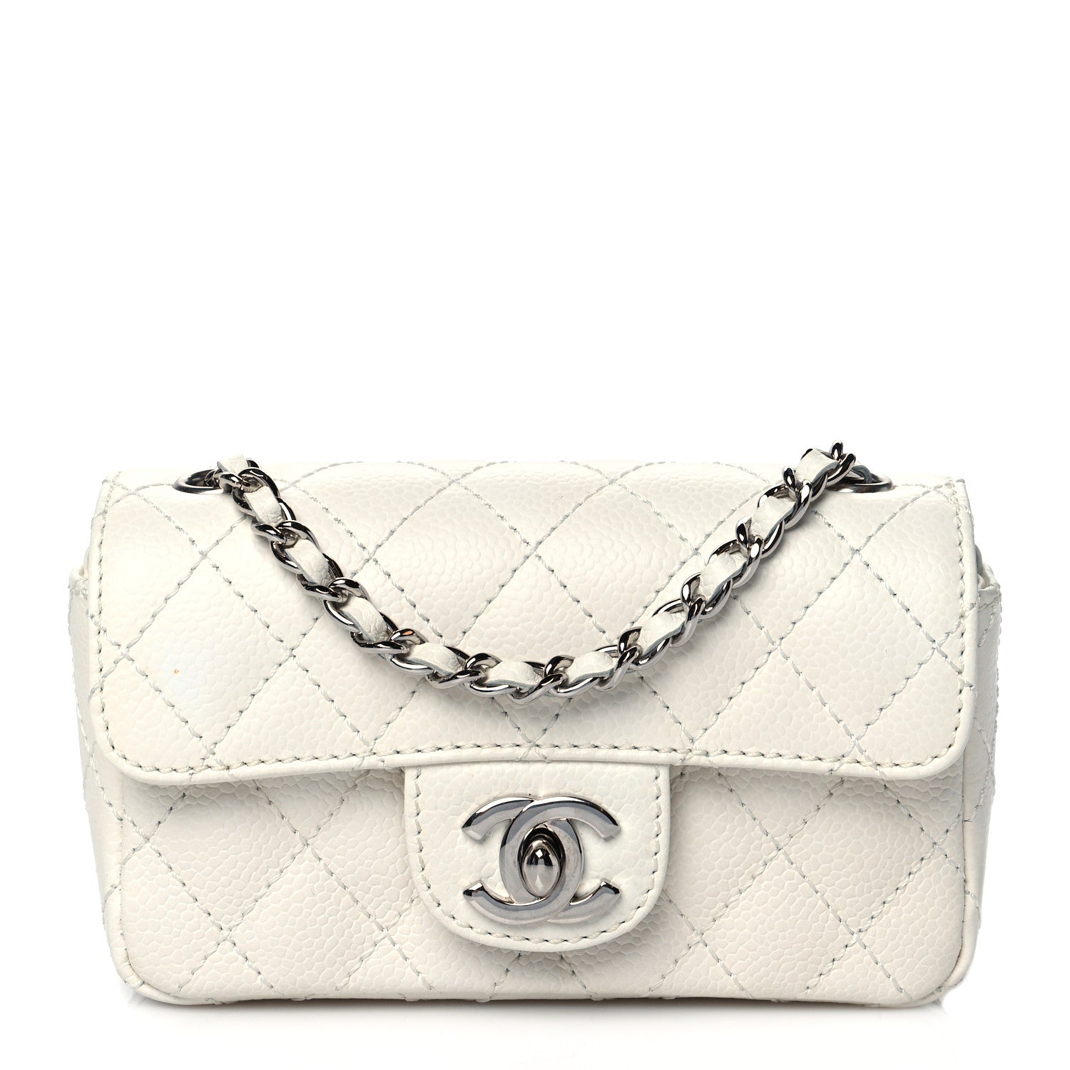 Chanel Caviar Quilted Extra Mini Flap White 1 of 10