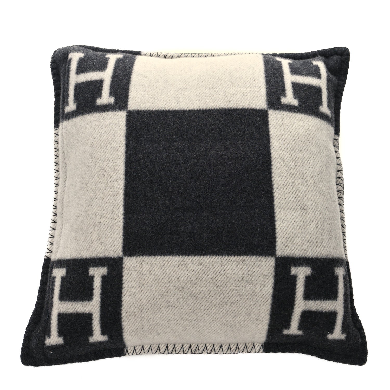 Hermes Wool Cashmere Avalon Pillow PM Ecru Gris Fonce 2 of 3
