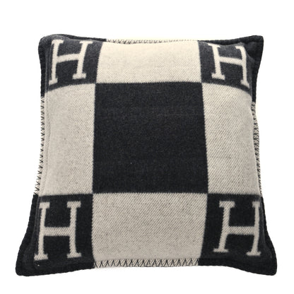 Hermes Wool Cashmere Avalon Pillow PM Ecru Gris Fonce 2 of 3