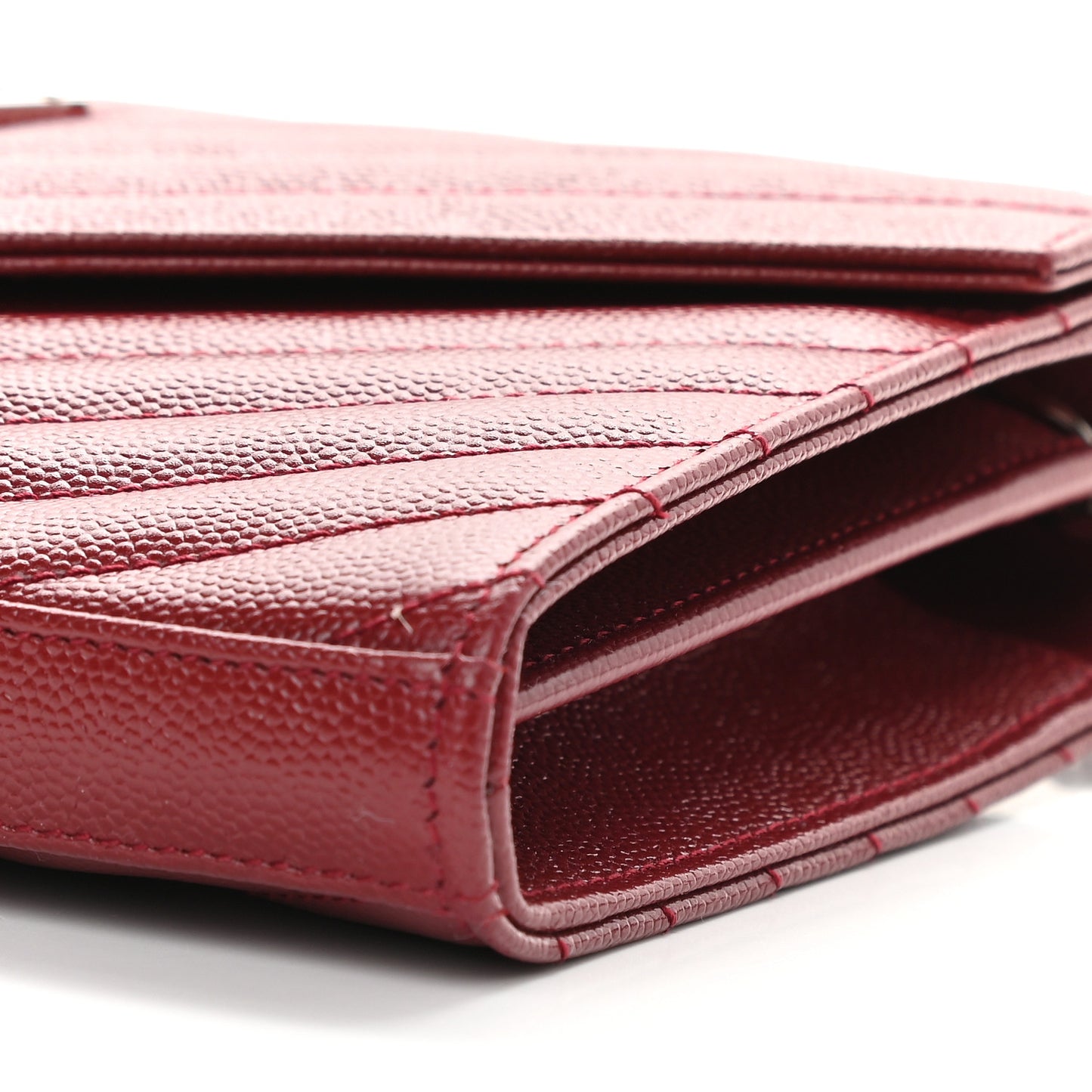 Grain De Poudre Matelasse Chevron Monogram Chain Wallet Opyum Red