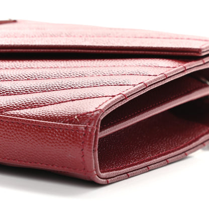 Saint Laurent Grain De Poudre Matelasse Chevron Monogram Chain Wallet Opyum Red 8 of 9
