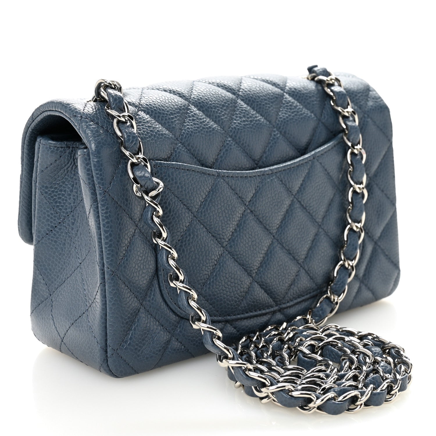 Chanel Caviar Quilted Mini Rectangular Flap Blue 3 of 10