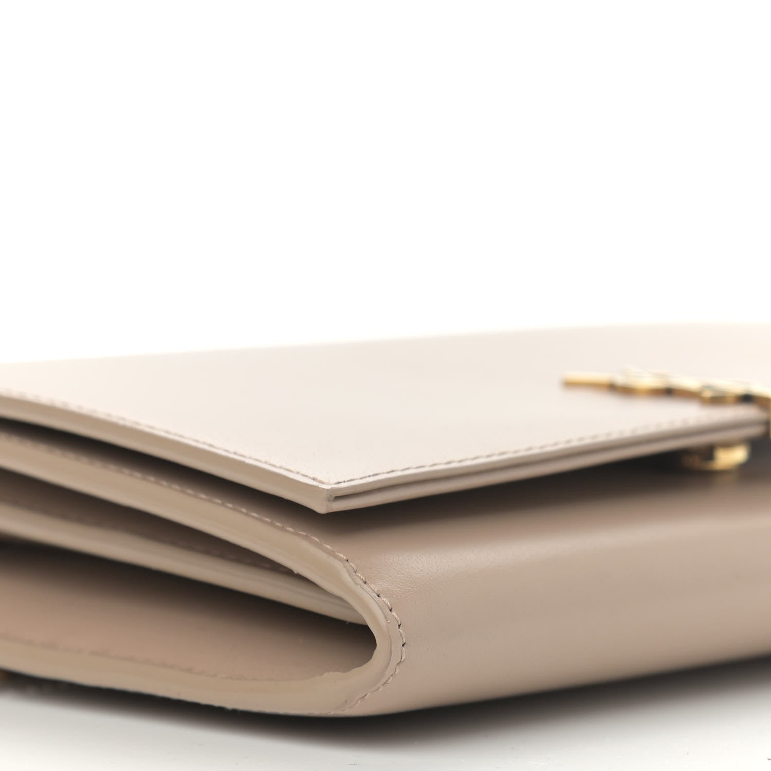 Saint Laurent Glossy Calfskin Monogram Chain Wallet Dark Beige 9 of 10