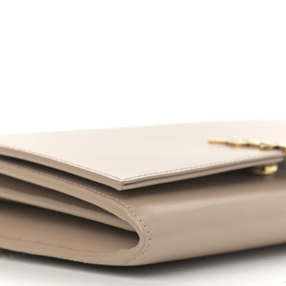 Saint Laurent Glossy Calfskin Monogram Chain Wallet Dark Beige 9 of 10