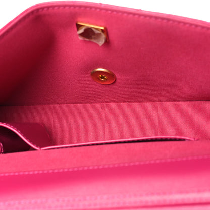 Chanel Shiny Lambskin Quilted Flap Clutch Bag Dark Pink 5 of 10
