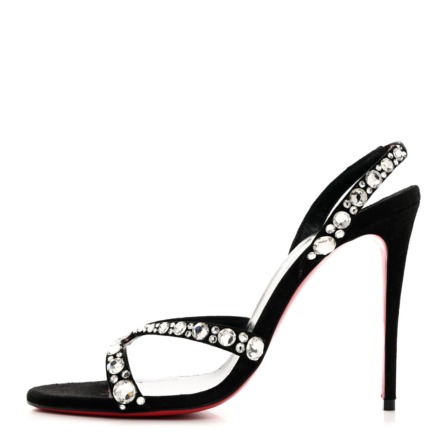 Veau Velours Crystal Embellished Emilie 100 Sandals 37 Black
